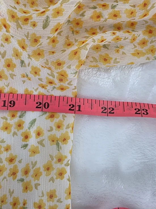 Joie Yellow Floral V-Neck Peasant Blouse Short Sleeve Womens Size Small - Picture 12 of 13